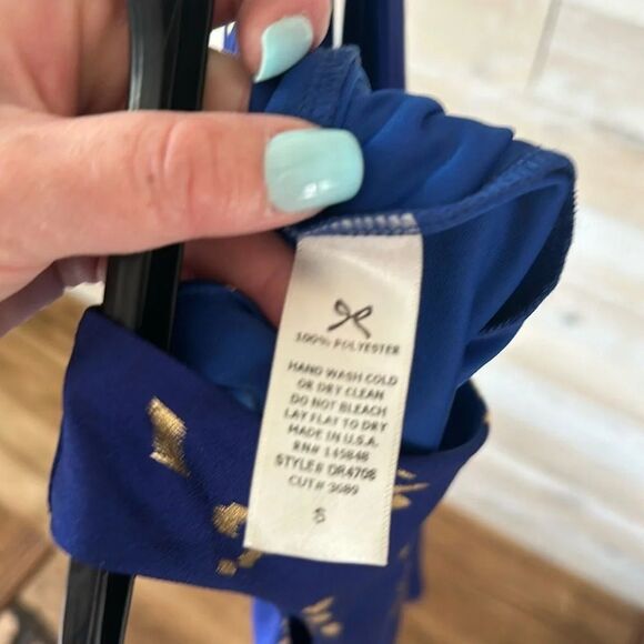 Everly Royal Blue Slip Dress Golf Accents Size‎ S - Picture 2 of 5
